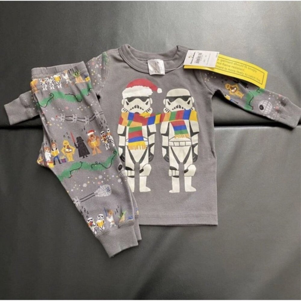 NWT Hanna Andersson Star Wars Christmas Holiday Storm Trooper pajama set Baby Bo